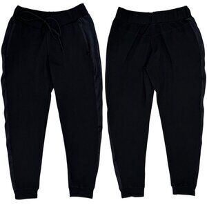 Live The Process Satin Tuxedo Stripe Ponte Jogger Luxury Loungewear Pant Black